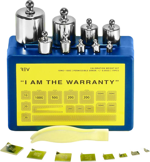 19 pcs Calibration Weight Set 100g – 10mg with Tweezers and Presentation Box for Accurate Precision Balancing