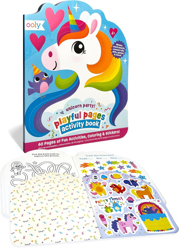 Ooly Playful Pages Activity Book - Unicorn Party 60-Page Activity Book with