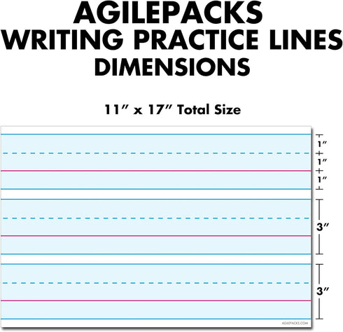 Magnetic Dry Erase Writing Practice Whiteboard Sheet by AgilePacks 17" x 11" for Classrooms and Home