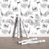 Peel and Stick Wallpaper for Kids Room, Giraffe and Elephant Black/White Vintage Contact Paper, 17.7 x 118.1