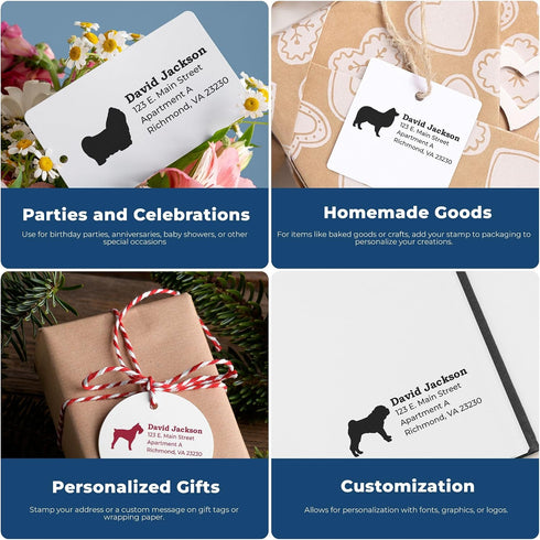 7/8 2-1/4 Handcrafted Belgian Malinois Mailing Stamp - Custom-Made Address Stamps for Thank You Cards - Unique Dog