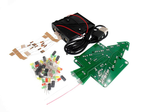 Reland Sung 3D Three-Dimensional Christmas Tree LED DIY Kit Red/Green/Yellow LED Flash Circuit Kit Electronic Fun Suite