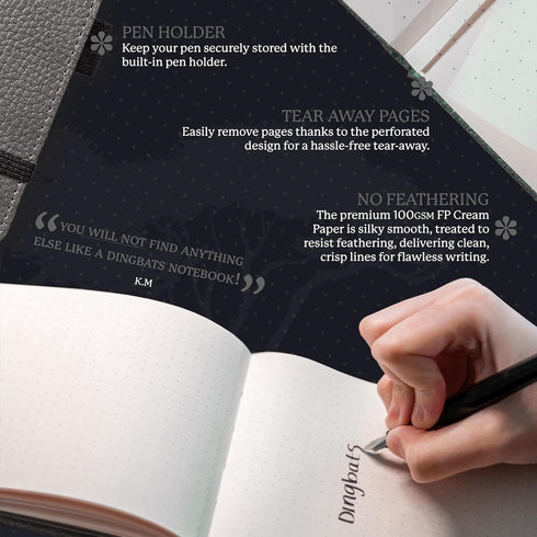 Wildlife Grid Reporter A6 Notebook - PU Leather Hardcover Pocket Journal with Elastic Closure