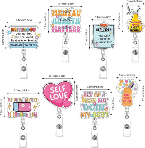8PCS Cute Funny Retractable Badge Reel - Nursing Retractable Badge Holders Alligator Clip Accessories, Healthcare