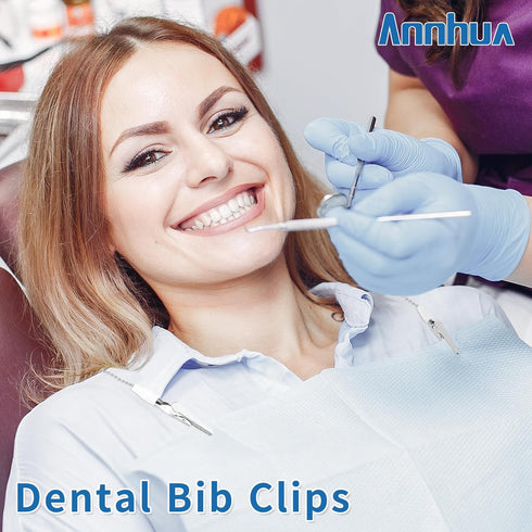 (Pack 3), 18.9" Annhua Dental Bib Ball Chain with Clips on Both Ends of Napkin Holder Adjustable