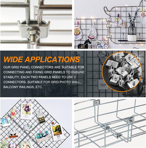 30 Sets Stainless Steel Gridwall Joining Clip Connectors, Grid Panel Joining Clips for Grid Panels