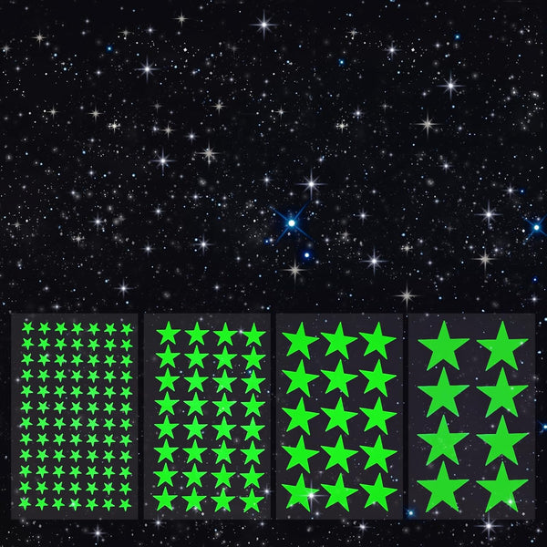 AOWDIAO Glow in The Dark Star Stickers 630Pieces (4Sizes) Luminous Ceiling & Wall