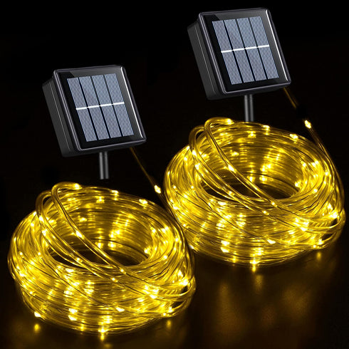 QITONG Warm White Solar Rope Lights, 2 Pack Each 33ft 100 LED
