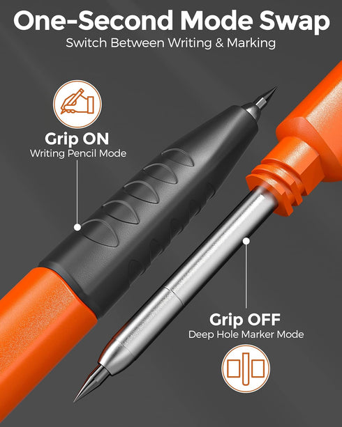 6 Pack 3-IN-1 Set 54 Nicpro Upgraded Carpenter Pencil with Finger Grip, Construction Pencils with Refill & Mini Spirit