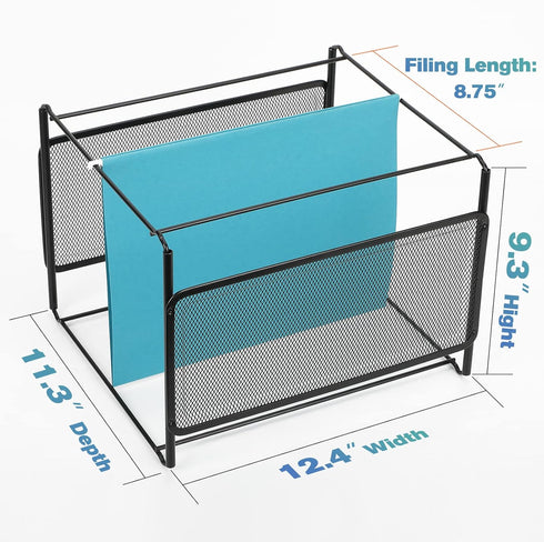 MaxGear Hanging File Organizer, Letter Size Metal Mesh File Holder for Office, Home, School, Black
