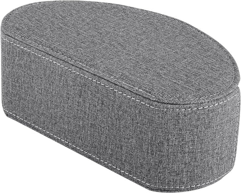 TV Remote Holder Tray with 5 Compartments, PU Leather Caddy for Media Remote Storage, Glasses, Makeup Brush (Grey)