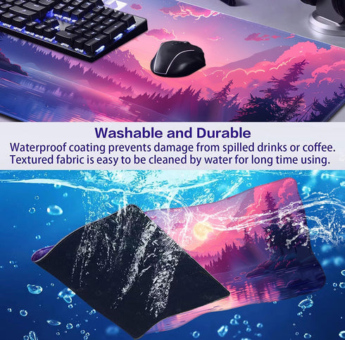 LQFIWSS Sunset 35.4 15.7 0.12 Inches Mountain Scenic XXL Extended Mouse Pad, Fuji Mountain Large Laptop Pad