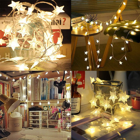Melostu 10ft/3M 20 Merdeco Star String Lights, LED Plug in String Lights Warm White Fairy Lights