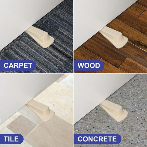Heavy Duty Non-Slip Large Rubber Door Stopper, Big Foot ColorStop Wedge, Beige, Made in the USA