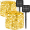 kemooie 2 Packs Solar String Lights, 200 LED 66FT Warm White Fairy Lights with 8 Twinkle Modes, Waterproof for Outdoor,
