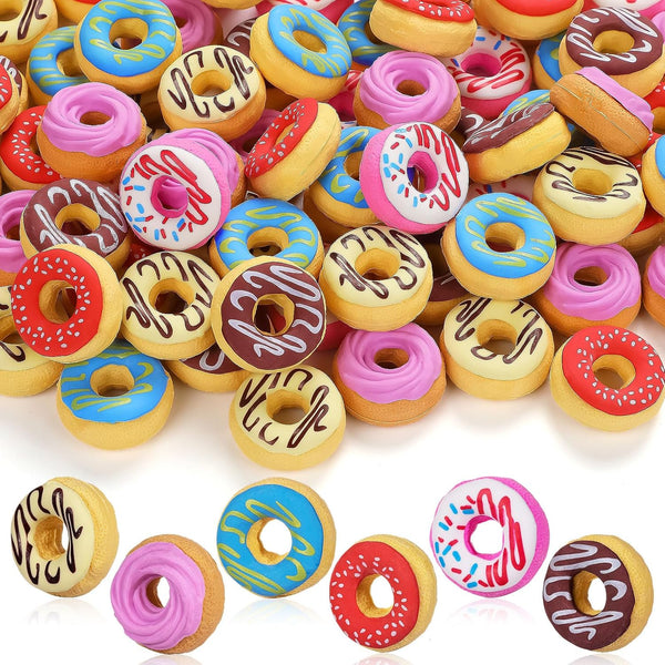 YGAOHF 50PCS 3D Donut Erasers for Kids, Cute Food Pencil Erasers Bulk, Novelty Candy Party Favor Gifts