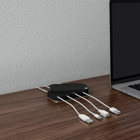Cable Management Desk Organizer, Cord Management for 7 Computer or Charging Cables with Nonslip Base