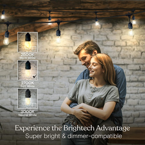 24 Dimmable 2w Bulbs -Commercial 7 Brightech Ambience Pro - Ft Waterproof LED Outdoor String Lights - Hanging, Vintage