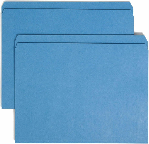 Smead File Folder, Reinforced Straight-Cut Tab, Blue, Letter Size, 100 per Box (12010)