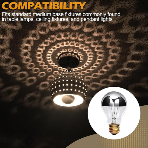 Verplexter 60A19HM 60W Bulb Half Chrome A Shape for Open fixtures, Pendants, Restaurant and Retail Lighting