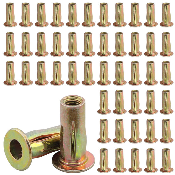 AOKLIT 50 Pack Multi-Grip Rivet Nut Kit, 5/16-18 Rivet Nut Steel Pre-Bulbed Shank,