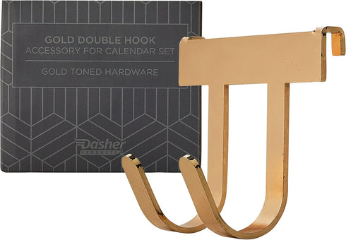 Gold Double Wall Hook - Modern Metal Accessory for Acrylic Clear Calendar, Hanging Keys, Jewelry, Office Supplies