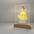 Mirror Mania Store Belle Premium Wood Base Stand Soft Night Light Up Table Desk Lamp LED Princess Sign Personalized