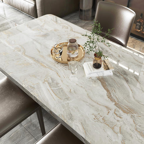 Gold Marble Contact Paper for Countertops Shiny White Marble Peel and Stick Wallpaper for Bathroom Waterproof Contact Paper Marble Countertop Vinyl Wrap for Cabinets Drawers 17.71" x 118" by STICKEEP