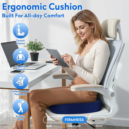 XXL Seat Cushion Office Car Seat Cushion, Memory Foam Cushion for Office Chair, Car Seat, Airplane, Bleacher Non-Slip