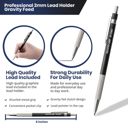 Pacific Arc 2mm Gravity Fed Lead Holder and Lead Sharpener, Blue Drafting Pencil for Artist Drawing, Drafting, and Sketching… by Pacific Arc