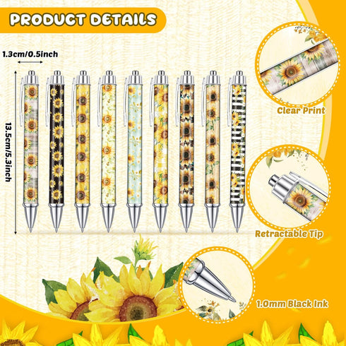 Saypacck 18 9 9 3 3 Inches Pcs Sunflower Desk Accessories, Pads Cute Sticky Notes, Kawaii Pens, x Notepads Memo Pad