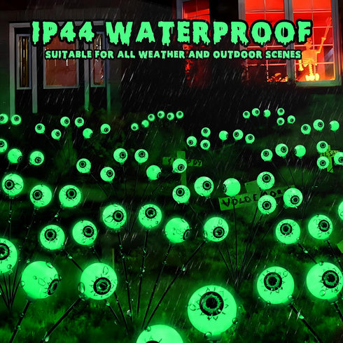 2 Pack 12 2 Brizled Solar Halloween Lights, Total LED Green Halloween Eyeball Lights, Modes Outdoor Green Eyeball
