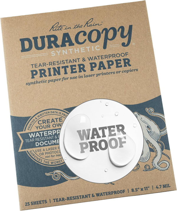 Rite in the Rain Waterproof Copier Paper (DURACOPY), 8.5" x 11", White,
