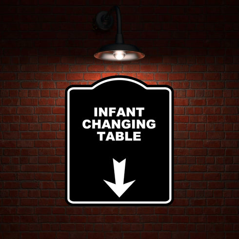 8.5 10 inches INFANT CHANGING TABLE Black Sign Arrow Down Aluminum Composite Sign x