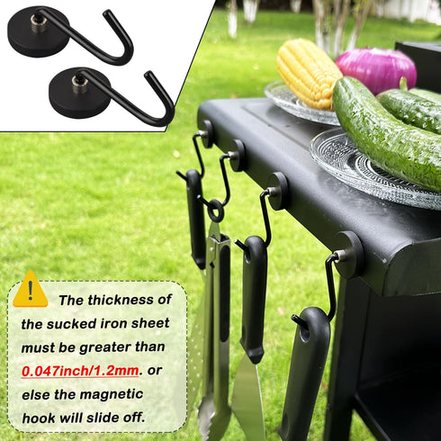 4 Pack Heavy Duty Magnetic Grill Hooks, Magnet Hooks for Grill Utensils, Powerful Magnetic Hooks for Refrigerator Kitchen Office Traeger Blackstone Pit Boss Camp Chef Z Grills Smoker by SKNOOY