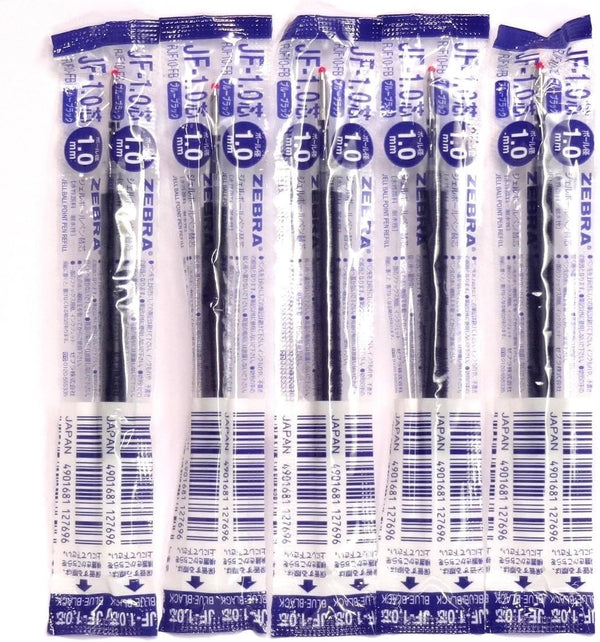 Zebra 1.0mm Blue Black Ink Refill for Zebra Sarasa Clip 1.0 Gel Ballpoint Pen, 5 Pack (Japan Import)