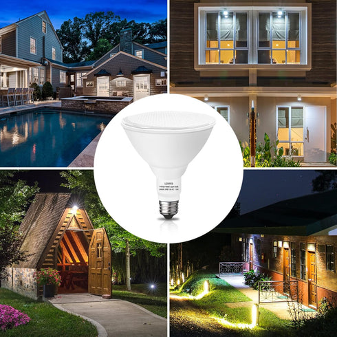 PAR38 LED Outdoor Flood Light Bulbs, 2 Pack, Dimmable 20W (200W Equivalent), E26 Base, 5000K Daylight, 1800 Lumens