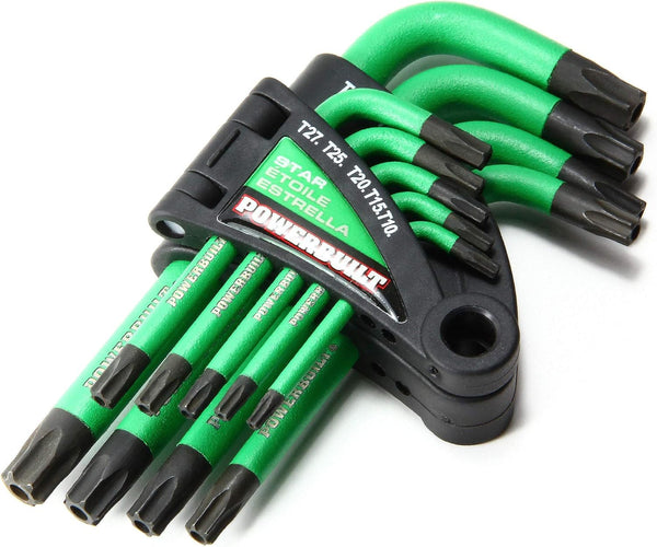 Powerbuilt L-Type Tamper Proof 9 Piece Wrench Set - Short Arm Torx Star Key with Holder