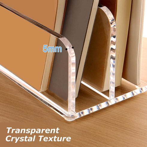 SANRUI Acrylic Mail Sorter Desktop Organizer, 2 Compartments Clear Small File Holder for Desk, Office, Home