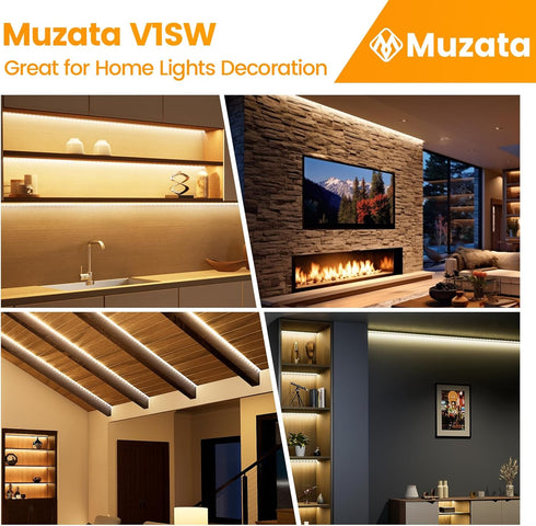 6Pack 3.3FT/1M V1SW 1M Muzata V Shape LED Channel Silver Aluminum LED Strip Diffuser Channel with Milky White Cover