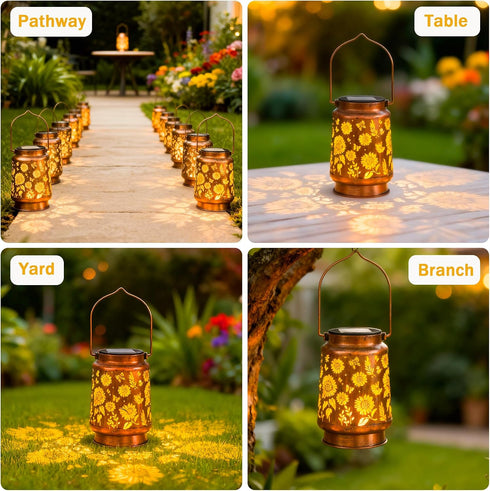 1PCS ANYTALK Sunflower Solar Lantern Lights, Outdoor Lanterns Garden Decor, Hanging Solar Lantern for Backyard Porch