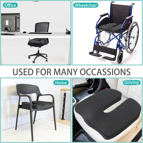HxLmn Chair,10-Inch U-Cutout,18"x16"x3",Coccyx,Sciatica Larger Seat Cushion for Office Extended Pain Relief