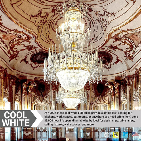 Bulbs B13 Bulb Dimmable 7W (60W E26 4000K 500 Pack 6 Diodesy- LED Candelabra Chandelier Light Equivalent) Medium Base
