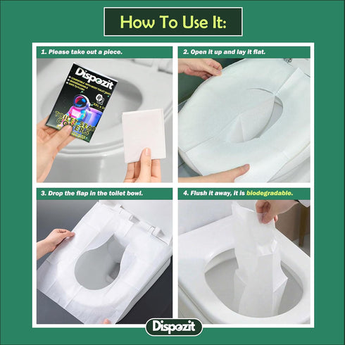 DISPOZIT 10 100% XL Pcs disposable flushable toilet seat covers Biodegradable for Travel Public Toilets for Adults