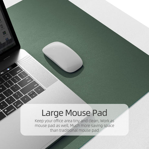 YSAGi Dual-Sided Desk Pad, 31.5" x 15.7" Leather Desk Mat Protector for Keyboard and Mouse, Waterproof - Dark