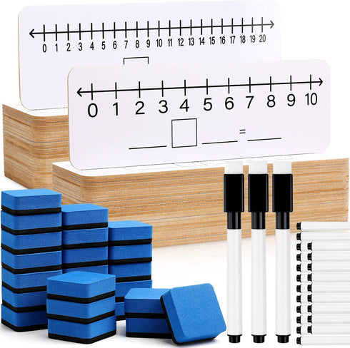 Fainne 24 Pack Double Sided Dry Erase Number Line Board Lapboard, 4 x 12 Inch for Math Classroom, Numbers 1-10 and 20