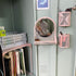 Locker Shelf with Locker Mirror Magnetic & 2 Magnetic Pen Cups, Organizer for Work, Mesh Metal Locker Accessories Kit