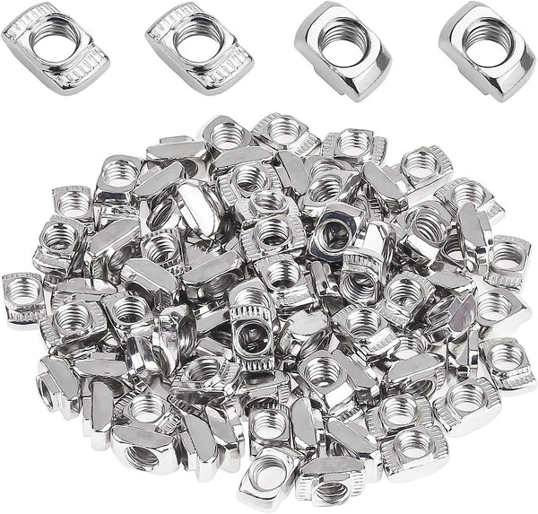 100 Pieces 2020 Series T Nuts, M5 T Slot Nut Hammer Head Fastener, Nickel Plated Carbon Steel