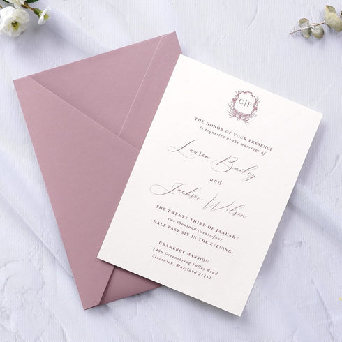 PONATIA 50 PCS/Pack A7 Envelopes - 5.25 x 7.5'' Shiny Dusty Rose for Wedding Invitations, Gift Cards