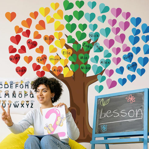 Classroom Tree Bulletin Board Decorations Set, Hearts Bulletin Board Tree Cutouts Welcome Classroom Wall Decors for